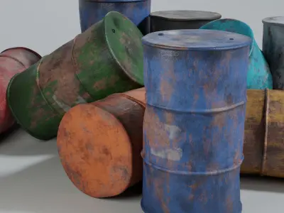 Old Metal Barrels Low-poly 3D model