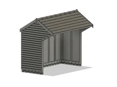 Model Railway Wooden Bus Shelter 3D print model