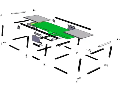Belt conveyor with automatic belt brush cleaning 3D model