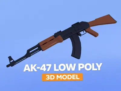 AK-47 Low Poly - Functional Animated Rifle Model Low-poly 3D model