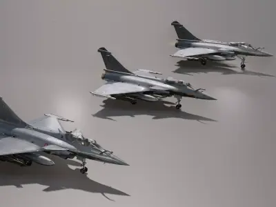 Dassault Rafale Collection Rigged High Resolution Cockpit Free low-poly 3D model