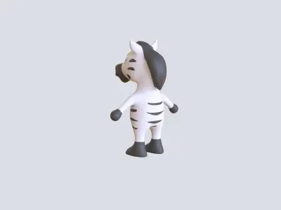 High-Quality 3D Cute Zebra for Games Low-poly 3D model