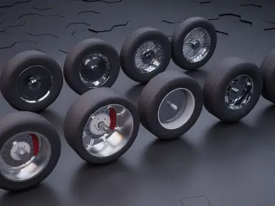 Car wheel pack 3D model