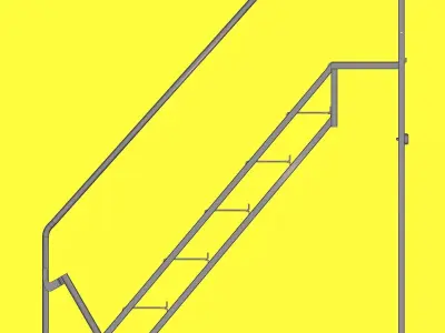 Warehouse Mobile Ladder with Platform 3D Model No Textures Low-poly 3D model
