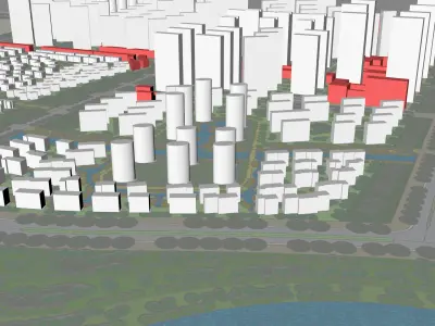 Urban highrise building building ancillary building commercial 3D model 2