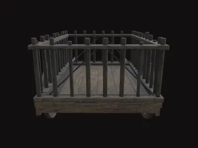 Medieval Carriage V11 Low-poly 3D model