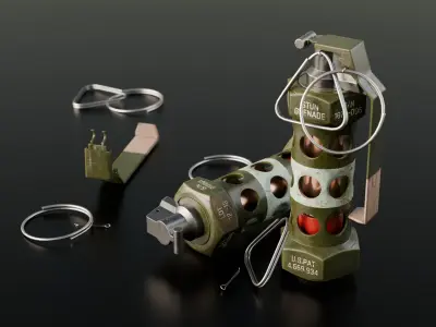 Stun and Smoke Grenade 3D Model Pack - Game Ready PBR Mid Poly Low-poly 3D model