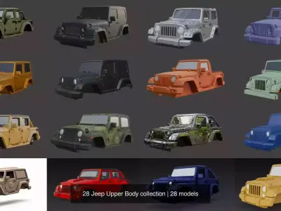 28 Jeep Upper Body collection 3D Model Pack