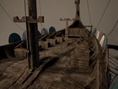 Viking Big Ship Game-Ready Low-poly 3D model