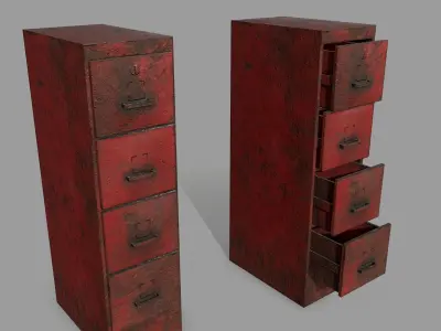Cabinet metal with drawers Low-poly 3D model buy