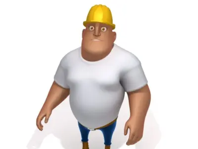 Worker Cartoon Rigged  3D model