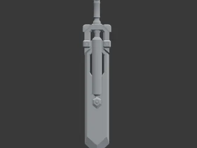 Mechanical sword Low-poly 3D model