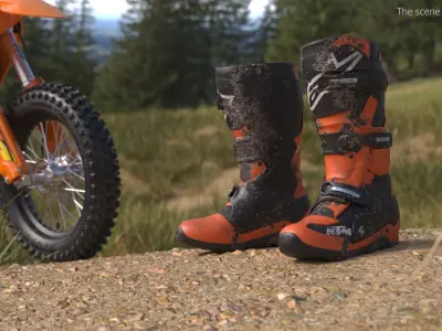  KTM Kids Motocross Boots Muddy Used 