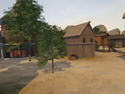 Coastal Village Scene 3D model