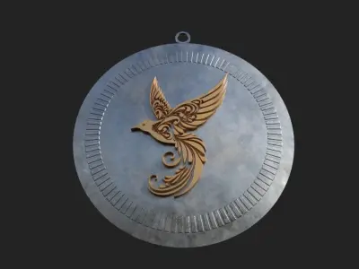 Silver Gold  flying-bird  Print 3D print model Low-poly 3D model
