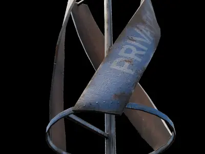 Rusty vertical wind turbine Low-poly 3D model