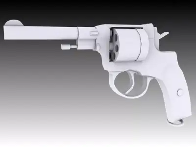 Nagant M1895 Revolver  Low-poly 3D model