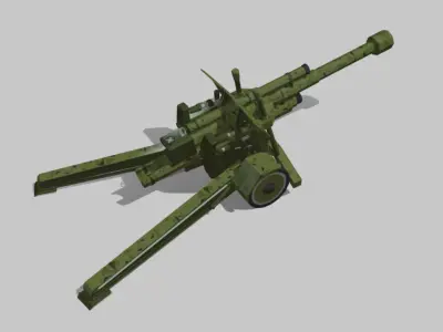 Artelery machine gun Low-poly 3D model