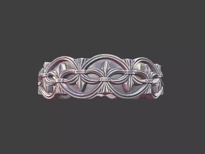 fleur de lis ring silver vintage band ring 3D print model