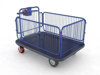 Supermarket Platform Trolley Transport 3D model
