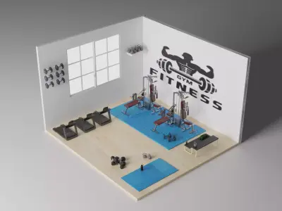 GYM CLUB Low-poly 3D model