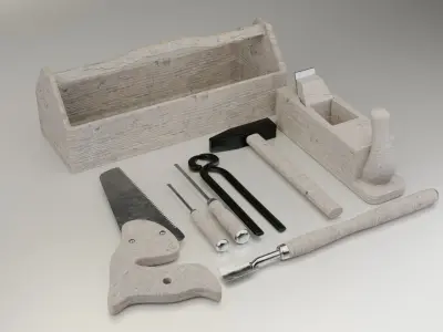 wood tools set Low-poly 3D model