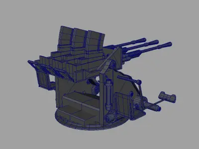 Japanese battleship machine gun of World War 2 Free 3D model