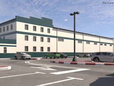 Urban Parking Lot with Directional Markings New 3D model