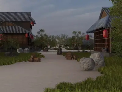 Traditional Village Scene 3D model