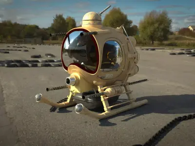 Airship russian military helicopter 3D model