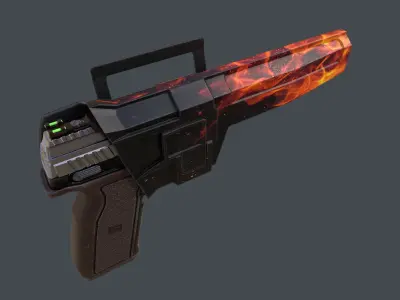 Pistol Long Range and Holster Low-poly 3D model