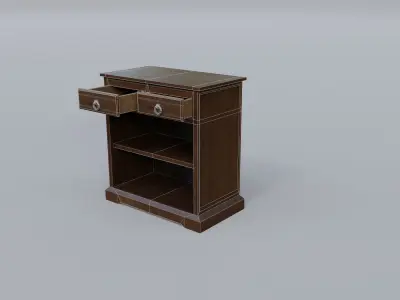 Cabinet 3 wooden nightstand with two drawers Low-poly 3D model purchase