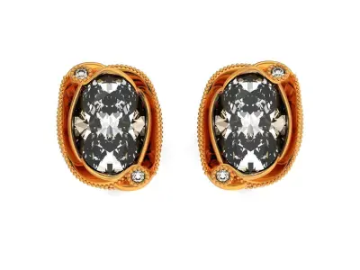 stud earrings with oval flower shaped 1452 3D print model