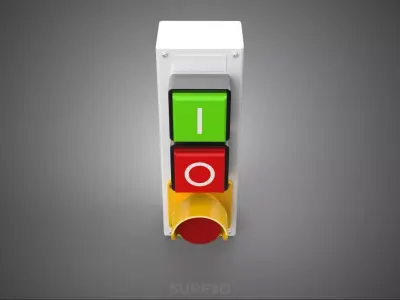 TRIPLE 3 WAY ON OFF PUSH BUTTON SWITCH STATION CONTROL PANEL BOX 3D model