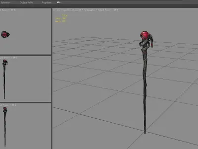 Ruby magic wand Low-poly 3D model