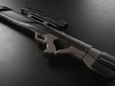 Simple sci fi sniper gun or rail gun Low-poly 3D model