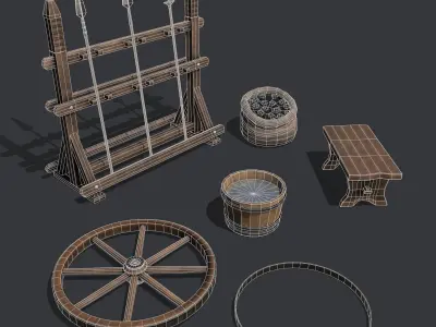 Medieval Blacksmith Furnishings  3D Model Pack