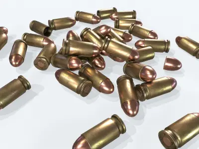 Cartridge 3 bullets in shape of heart Low-poly 3D model