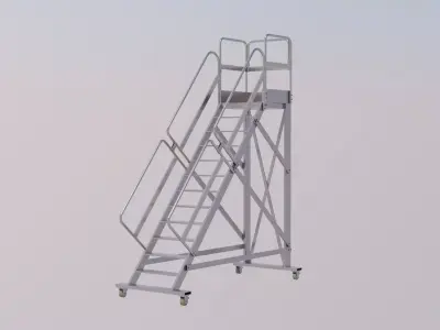 Industrial Platform Ladder - Mobile Warehouse Equipment Low-poly 3D model