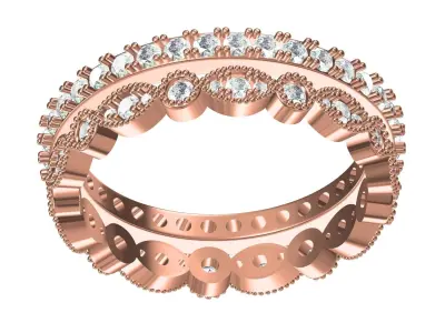 Antique Two Eternity Wedding Band Set 3D print model