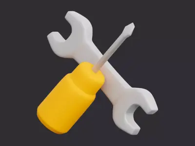 Low Poly Wrench and Screwdriver Set 3D model