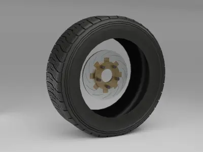 Rally Wheel 3D model PBR Low-poly 3D model