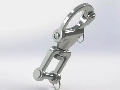 Quick release swivel carabiner with ring 3D model