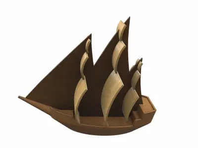 Wooden ship toy 9 Free 3D model