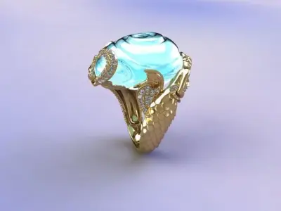 Ring Mermaid in Magerit style Free 3D print model