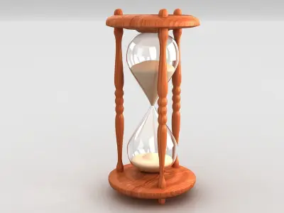 Antique Wood Hourglass Timer  - Sand Clock 3D model