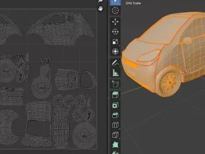 Low Poly Compact smart SUV Game-Ready FBX OBJ Low-poly 3D model