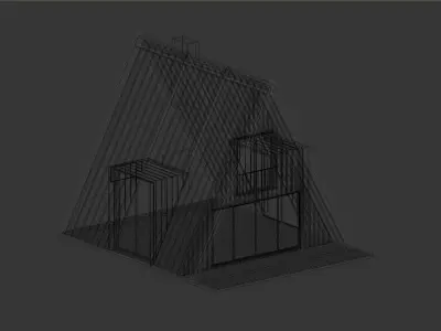 House 2 group of cabins in woods Free 3D model