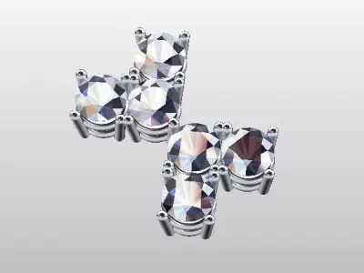pendant four crystal stud earrings Free 3D model