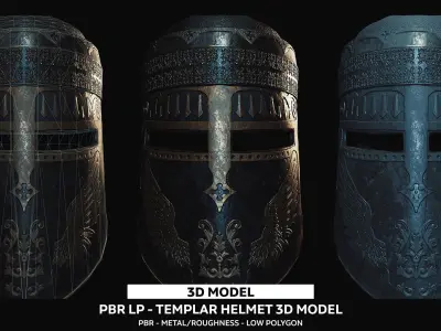 Templar Helmet 3D Model Low-poly 3D model